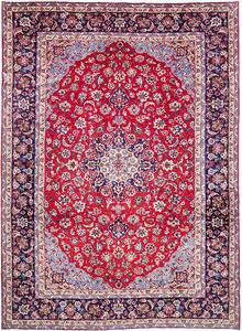 Tappeto Nadjafabad Persia Medaglione Rosso Blu Crema 290x401 Cm