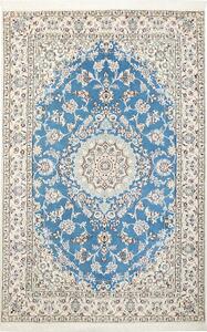 Tappeto Nain 9la Persia Medaglione Azzurro Avorio 132x205 Cm