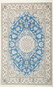 Tappeto Nain 9la Persia Medaglione Azzurro Avorio 130x206 Cm