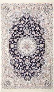 Tappeto Nain 9la Persia Medaglione Blu Notte Avorio 146x246 Cm