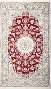 Tappeto Nain 9la Persia Medaglione Bordeaux Crema 150x256 Cm