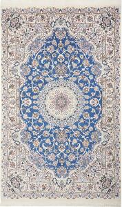 Tappeto Nain 9la Persia Medaglione Blu Avorio 148x243 Cm