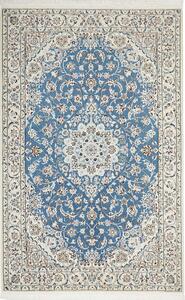 Tappeto Nain 9la Persia Medaglione Celeste Crema 140x220 Cm