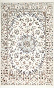 Tappeto Nain 9la Persia Medaglione Crema Azzurro 132x202 Cm