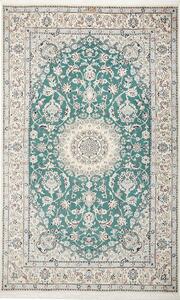 Tappeto Nain 9la Persia Medaglione Verde Acqua Crema 154x250 Cm