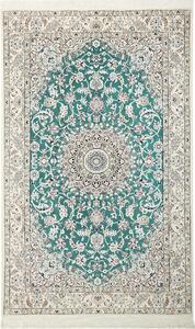 Tappeto Nain 9la Persia Medaglione Smeraldo Crema 130x208 Cm