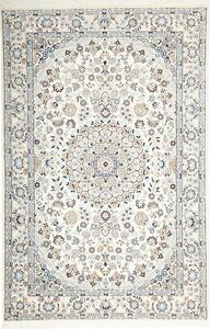 Tappeto Nain 9la Persia Medaglione Avorio Azzurro 135x203 Cm
