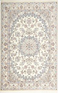 Tappeto Nain 9la Persia Medaglione Avorio Blu 132x203 Cm
