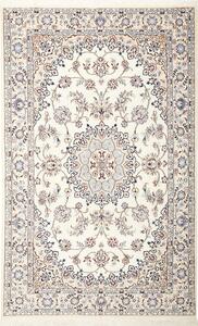 Tappeto Nain 9la Persia Medaglione Crema Blu 130x206 Cm