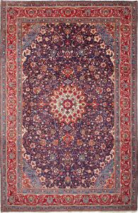 Tappeto Sarough Persia Medaglione Blu Rosso 220x343 Cm
