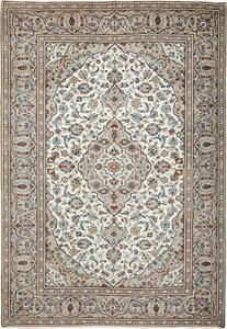 Tappeto Kashan Persia Medaglione Avorio Blu 202x295 Cm