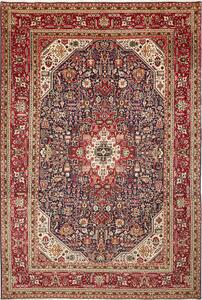 Tappeto Tabriz Persia Medaglione Blu Rosso Crema 198x294 Cm