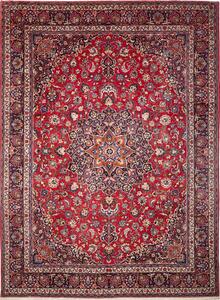 Tappeto Mashad Persia Medaglione Rosso Blu 290x392 Cm