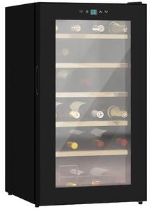 HOMCOM Cantinetta Vino Frigo per 24 Bottiglie, Capacità 65L, Controllo Temperatura e Ripiani Estraibili, Nero