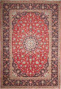 Tappeto Ardakan Persia Medaglione Rosso Blu Scuro 240x352 Cm