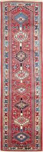 Tappeto Yalameh Persia Astratto Rosso Blu 82x304 Cm