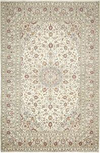 Tappeto Kashan Persia Medaglione Crema Bordeaux 202x303 Cm