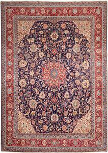 Tappeto Sarough Persia Medaglione Blu Rosso 245x345 Cm