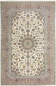Tappeto Kashan Persia Medaglione Crema Blu 197x305 Cm