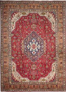 Tappeto Tabriz Persia Medaglione Rosso Blu 252x350 Cm