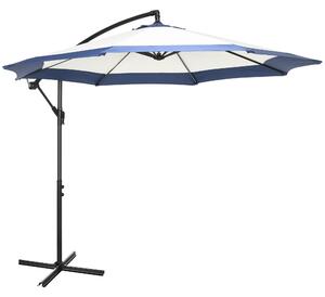 Outsunny Ombrellone da Giardino a Braccio 3x2 m con Manovella, Metallo e Poliestere, Blu Scuro e Crema
