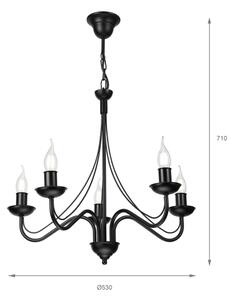 Lampadario a catena ANTON 5xE14/15W/230V nero