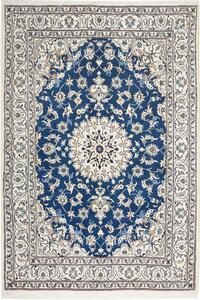 Tappeto Nain Kashmar Persia Medaglione Blu Crema 163x245 Cm