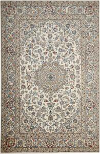 Tappeto Kashan Persia Medaglione Crema Blu 193x298 Cm