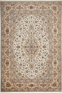 Tappeto Kashan Persia Medaglione Avorio Beige Blu 210x313 Cm