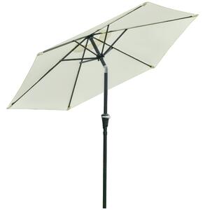 Outsunny Ombrellone da Giardino Inclinabile Φ230cm, Apertura a Manovella, Palo in Metallo e 6 Stecche, Bianco Crema|Aosom