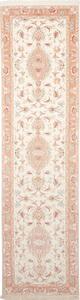 Tappeto Tabriz 70 Raj Persia Astratto Avorio Pesca 85x324 Cm