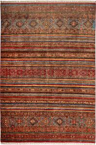 Tappeto Samarkand Pakistan Geometrico Marrone Rosso 205x302 Cm