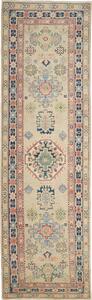 Tappeto Kazak Afghanistan Astratto Beige Blu 85x280 Cm