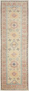 Tappeto Kazak Afghanistan Geometrico Verde Azzurro 84x287 Cm