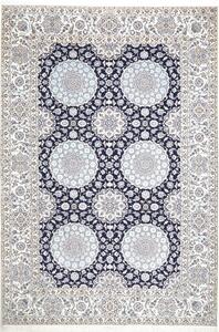Tappeto Nain 6la Persia Floreale Blu Notte Azzurro 213x312 Cm