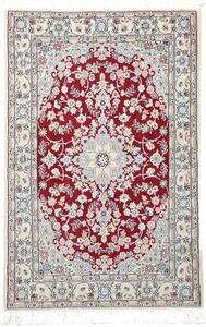 Tappeto Nain 9la Persia Medaglione Rosso Crema Azzurro 100x152 Cm