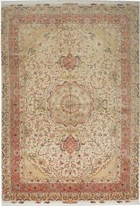 Tappeto Tabriz 70 Raj Persia Medaglione Crema Rosa 248x363 Cm