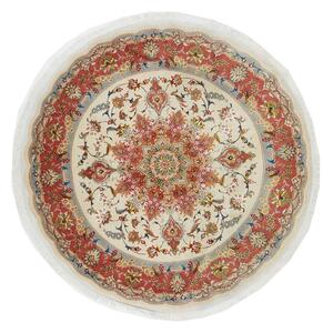 Tappeto Tabriz 50 Raj Persia Medaglione Crema Rosso 155x155 Cm