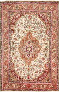 Tappeto Tabriz Persia Medaglione Avorio Rosso 198x300 Cm