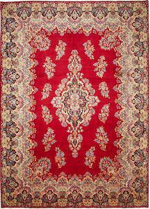 Tappeto Kerman Persia Medaglione Rosso Blu 304x421 Cm