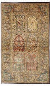 Tappeto Kashmir India Astratto Beige Verde 92x154 Cm