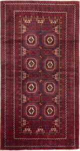 Tappeto Baluch Persia Geometrico Rosso Blu 107x202 Cm