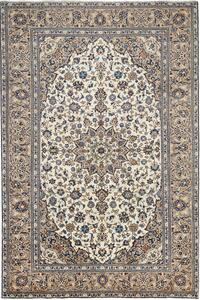 Tappeto Kashan Persia Medaglione Avorio Beige 197x300 Cm