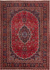 Tappeto Sabzevar Persia Medaglione Rosso Blu Scuro 204x288 Cm