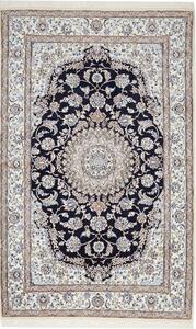 Tappeto Nain 9la Persia Medaglione Blu Scuro Avorio 160x261 Cm