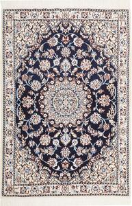 Tappeto Nain 9la Persia Medaglione Blu Notte Avorio 81x119 Cm