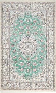 Tappeto Nain 9la Persia Medaglione Verde Menta Crema 155x247 Cm