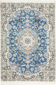Tappeto Nain 9la Persia Medaglione Blu Avorio 103x155 Cm