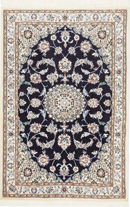 Tappeto Nain 9la Persia Medaglione Blu Scuro Crema 101x150 Cm