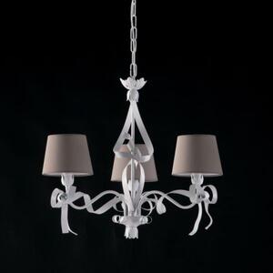 Lampadario in ferro laccato bianco shabby 3 luci lucy